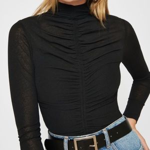 Dynamite shirred mesh top